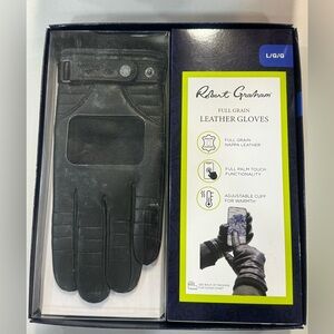 Robert Graham Full-Grain Leather Gloves - Black New L